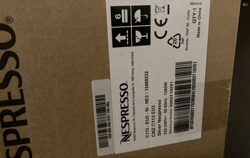1x Nespresso PROFESSIONAL CitiZ Silver C113 New, original packaging