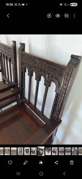 2 antique Spanish chairs c. 1890 monk's chairs Colonial period solid wood