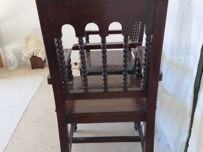 2 antique Spanish chairs c. 1890 monk's chairs Colonial period solid wood