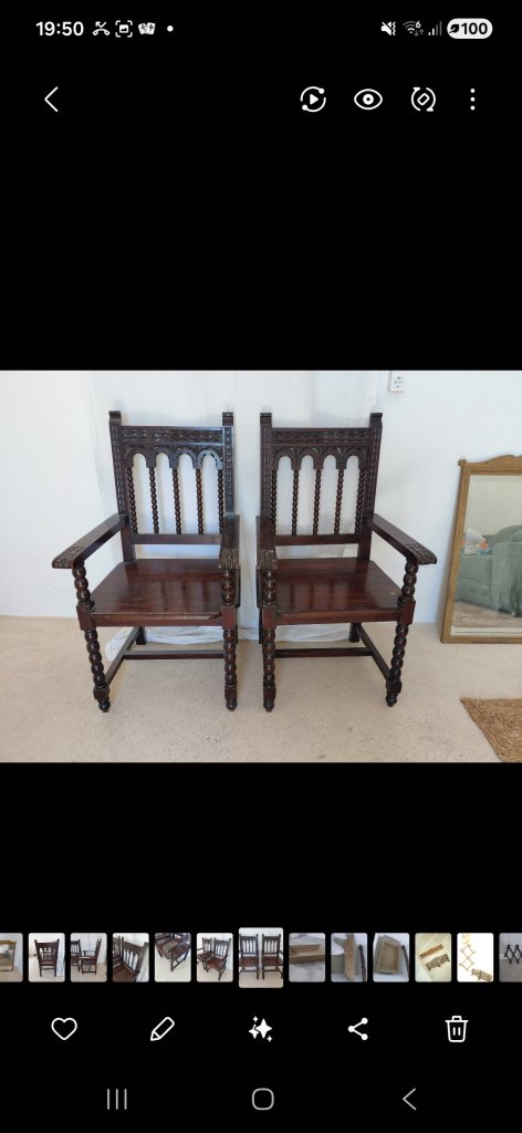 2 antique Spanish chairs c. 1890 monk's chairs Colonial period solid wood