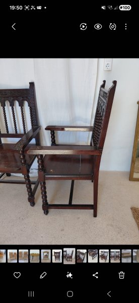 2 antique Spanish chairs c. 1890 monk's chairs Colonial period solid wood