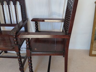 2 antique Spanish chairs c. 1890 monk's chairs Colonial period solid wood