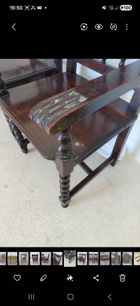 2 antique Spanish chairs c. 1890 monk's chairs Colonial period solid wood