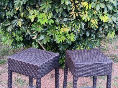 2 Barbados Barhocker mit Fußstütze