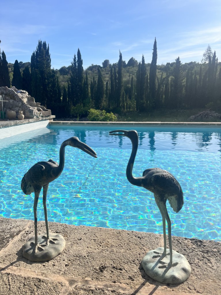 2 Flamingos aus Metall