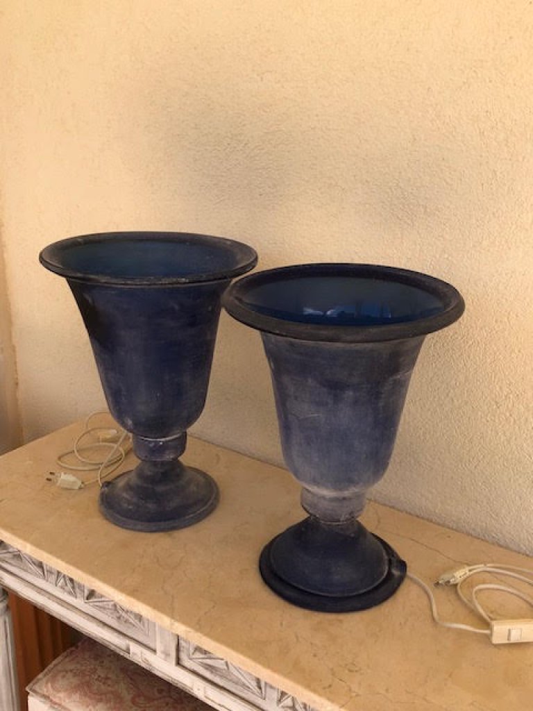 2 lámparas de vidrio, arte en vidrio de Mallorca