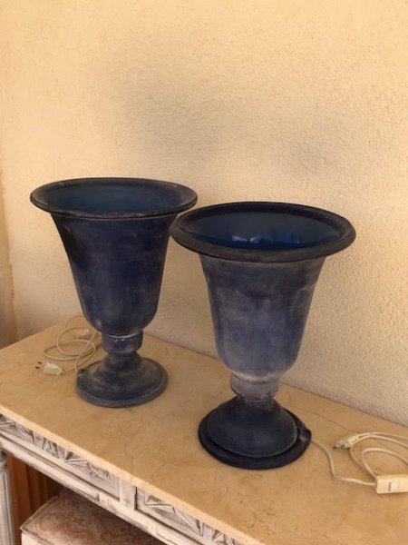 2 lámparas de vidrio, arte en vidrio de Mallorca