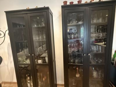 2 glass display cabinets for sale