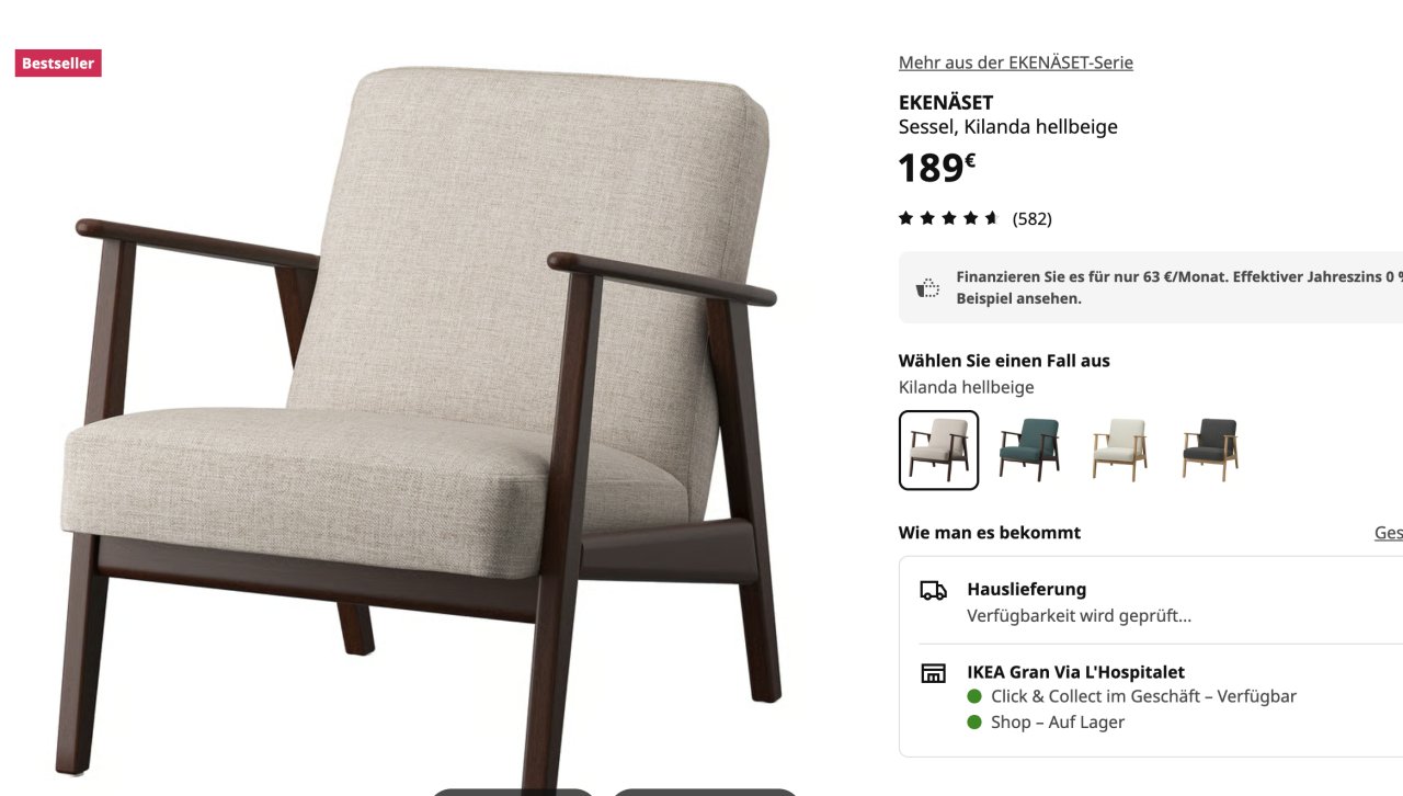 2 hochwertige IKEA EKENÄSET Sessel im Bezug Kilanda