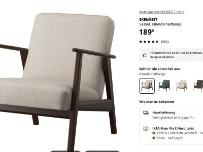 2 hochwertige IKEA EKENÄSET Sessel im Bezug Kilanda