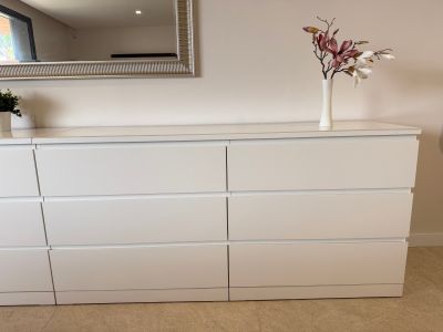 2 x IKEA MALM Cómoda 6 cajones 160 cm con placa de cristal