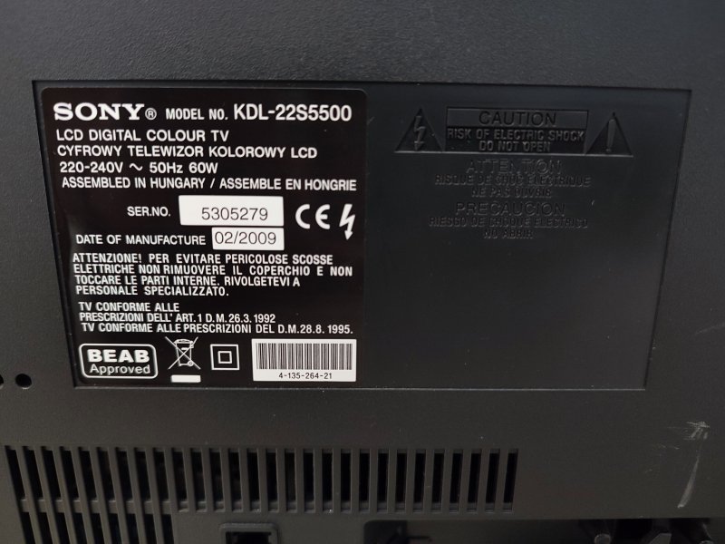 22 Zoll Fernseher Sony KDL-22S5500 BRAVIA LCD-TV 22" HD ready Schwarz