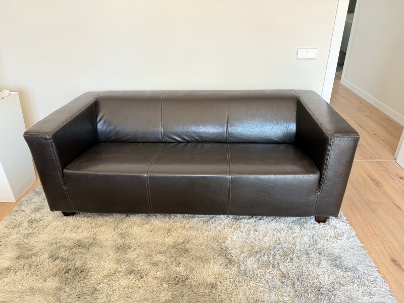 3-Sitzer Sofa Kunstleder dunkelbraun 190 cm