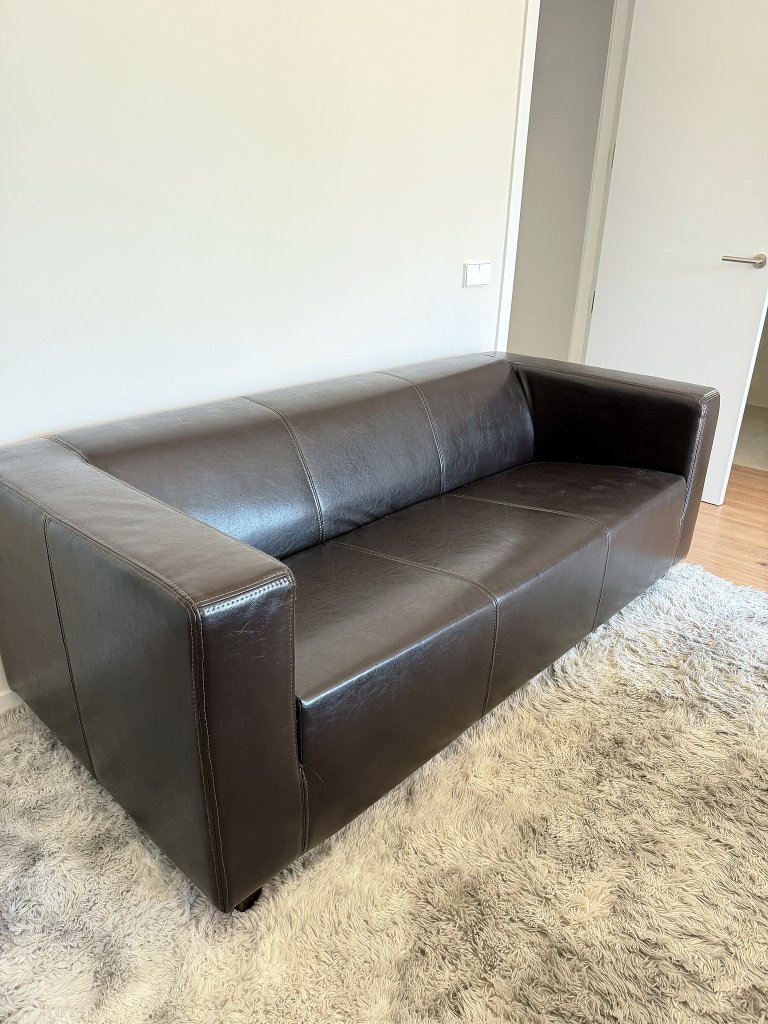 3-Sitzer Sofa Kunstleder dunkelbraun 190 cm