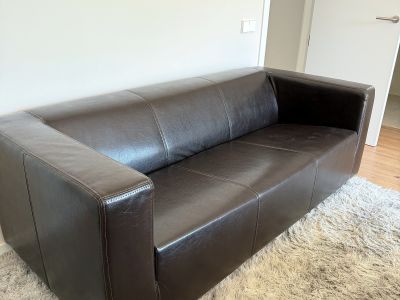 3-Sitzer Sofa Kunstleder dunkelbraun 190 cm