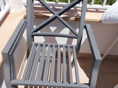 4 Gartenstühle (Alu) mit Polstern, stabil, leicht, stapelbar, Polster waschbar