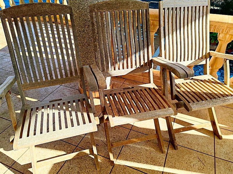 4 Hochlehner-Gartensessel aus Teakholz,