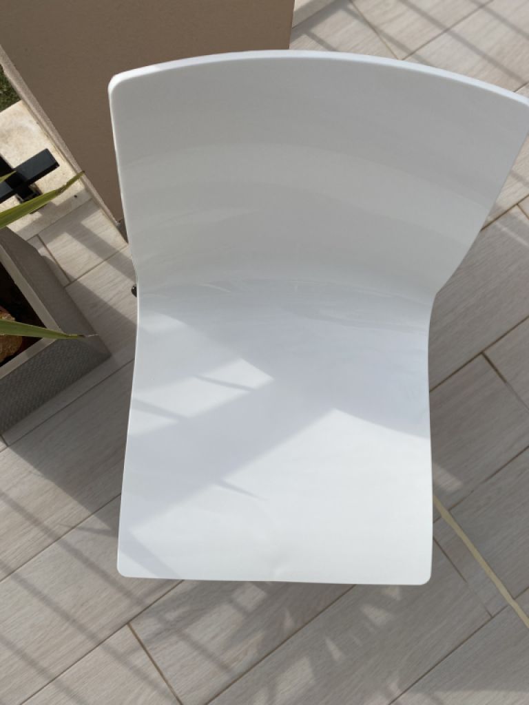 4 Hochwertige Esszimmer-/Küchenstühle weiß/rauchglas