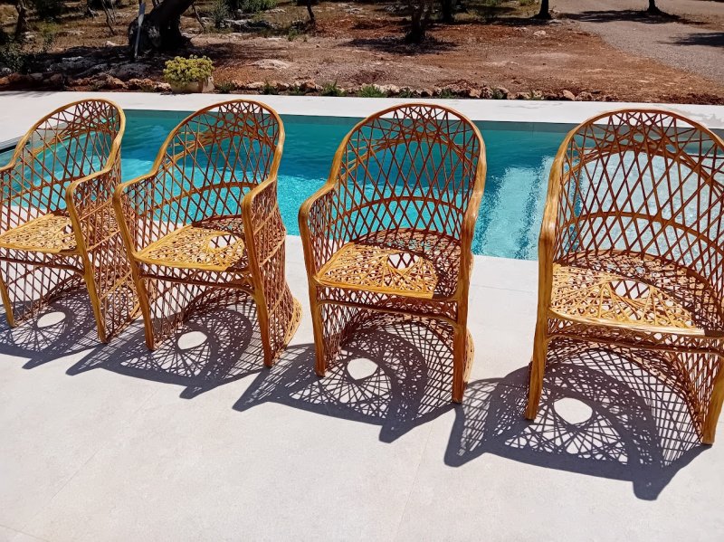 4 sillones de fibra de vidrio de alta calidad con aspecto artesanal