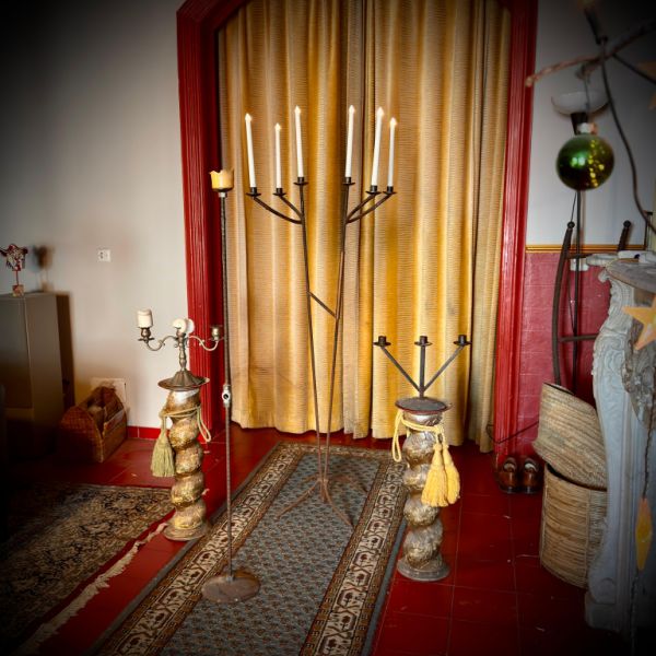 4 candelabros acero/zinc