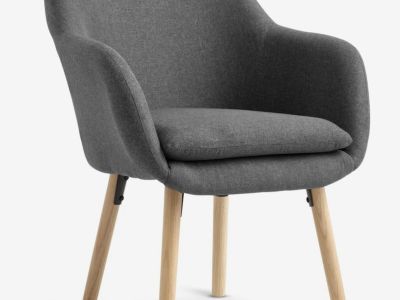 4 moderne Polstersessel / Esszimmerstühle  Grau mit massiven Eichenholzbeinen