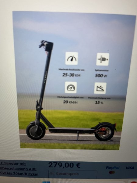 5TH WHEEL Elektroroller 350W Motor, 36V 7,5Ah, 32 km Reichweite, A