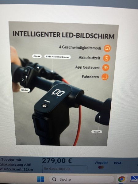 5TH WHEEL Elektroroller 350W Motor, 36V 7,5Ah, 32 km Reichweite, A