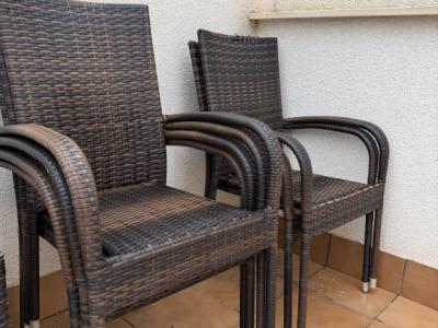 6 Stühle Stuhl Rattan braun outdoor mit Tisch