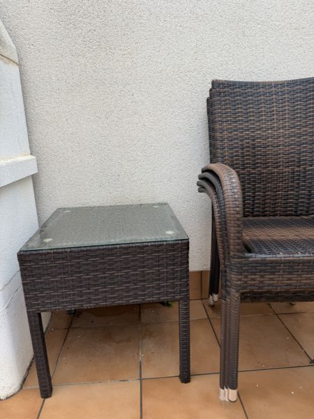 6 Stühle Stuhl Rattan braun outdoor mit Tisch