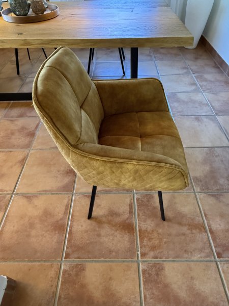 6-piece set dining chairs (armchair style) Cognac, Grey & Green