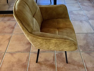 6-piece set dining chairs (armchair style) Cognac, Grey & Green