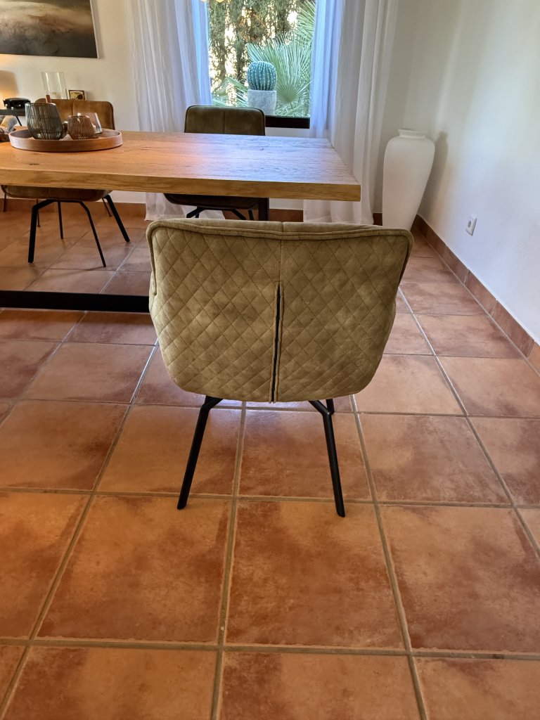 6-piece set dining chairs (armchair style) Cognac, Grey & Green