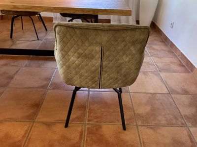 6-piece set dining chairs (armchair style) Cognac, Grey & Green