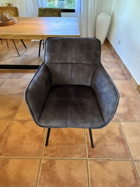 6-piece set dining chairs (armchair style) Cognac, Grey & Green