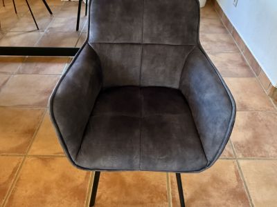 6-piece set dining chairs (armchair style) Cognac, Grey & Green