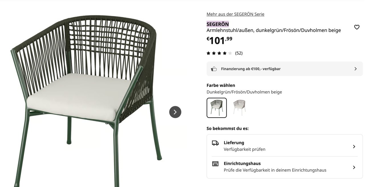 6x IKEA SEGERÖN Armlehnstuhl, dunkelgrün, mit Sitzkissen  wie neu