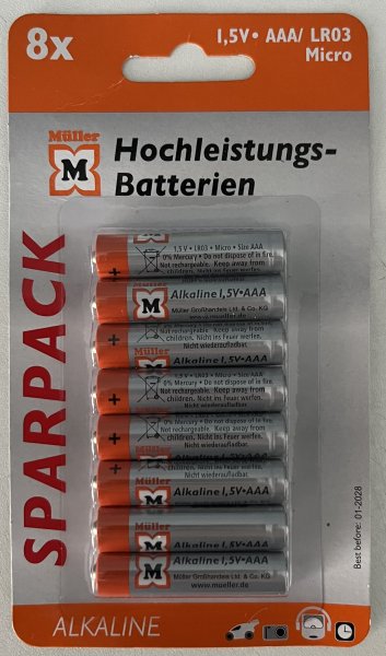 8 AAA batteries