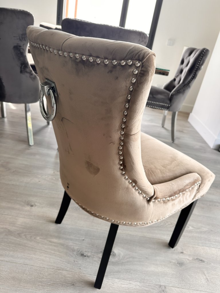 8 elegante Samt-Esszimmerstühle im Chesterfield-Stil mit Ringgriff  Komplettset (Palma)