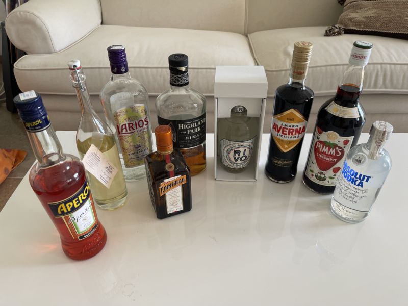 9 bottles of spirits