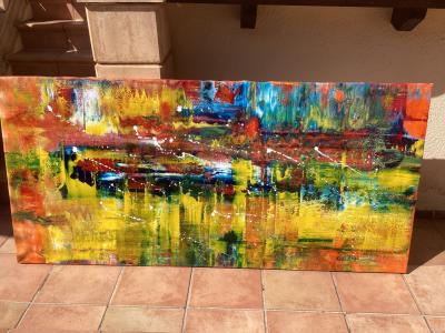 Cuadro abstracto XXL 90 x 190 cm, acrílico sobre lienzo