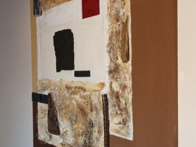 Acrylic image with natural materials