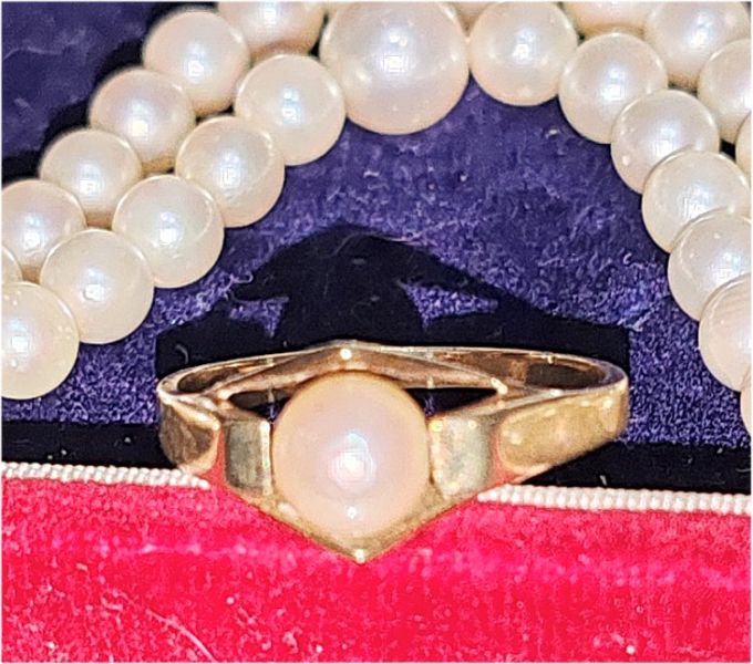 Akoya Perlen-Schmuck-Set Halskette, Armband und Ring mit Sterling Silver und 8 K Gold