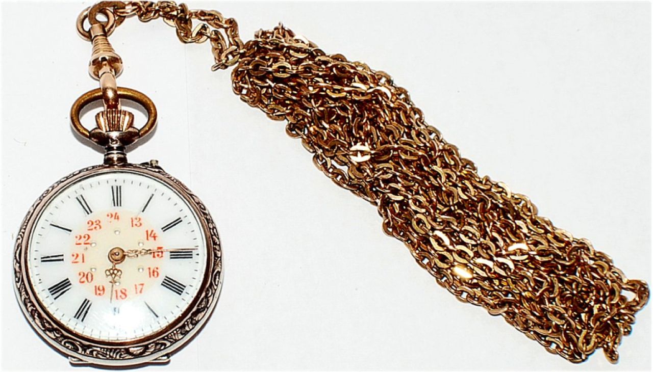 Old Remontoir ladies' pendant watch, Switzerland, hand-wound, 8 jewels, 800 silver