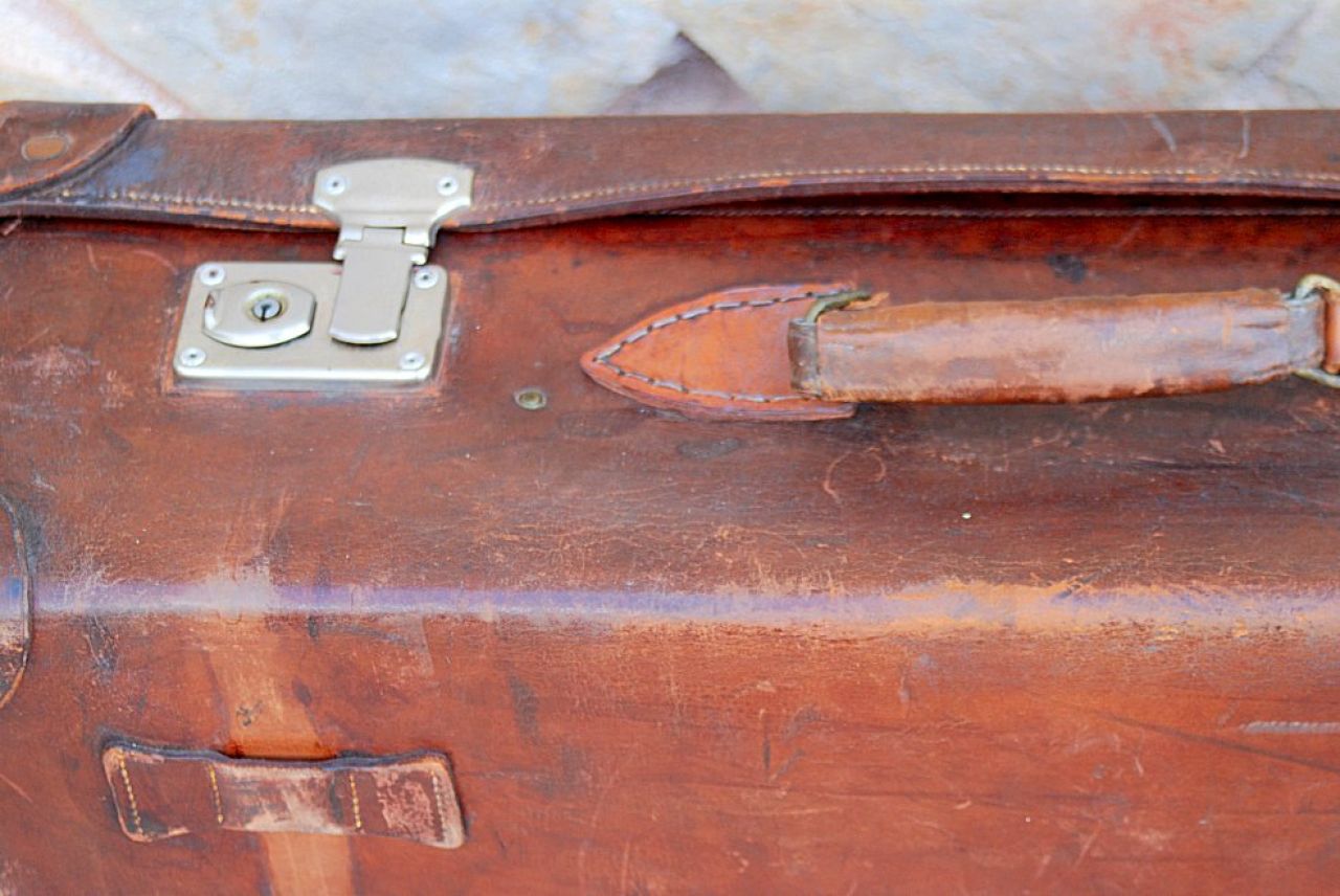 Alter Koffer Echt Leder Lederkoffer Vintage Reisekoffer