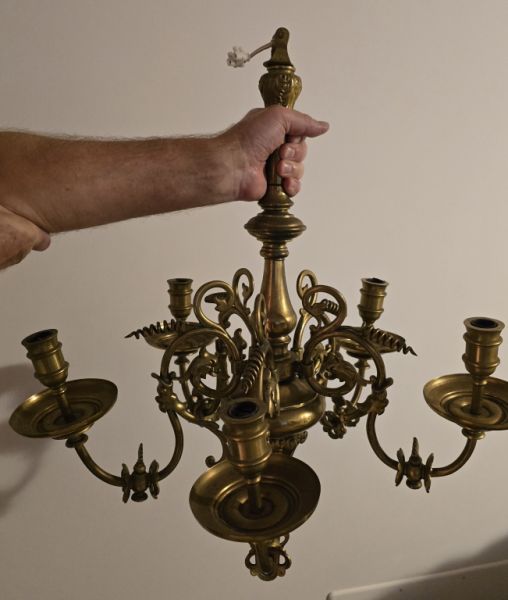 antike Lampe Messing massiv