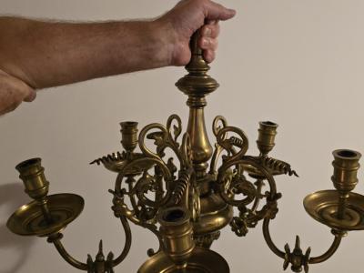 antike Lampe Messing massiv