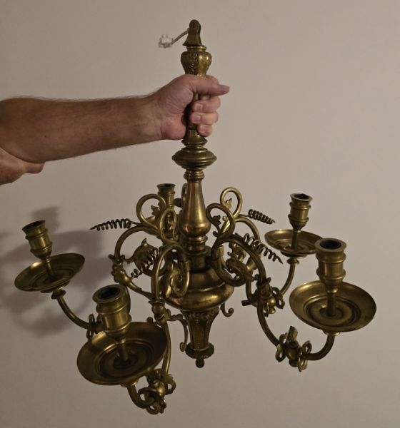 antike Lampe Messing massiv