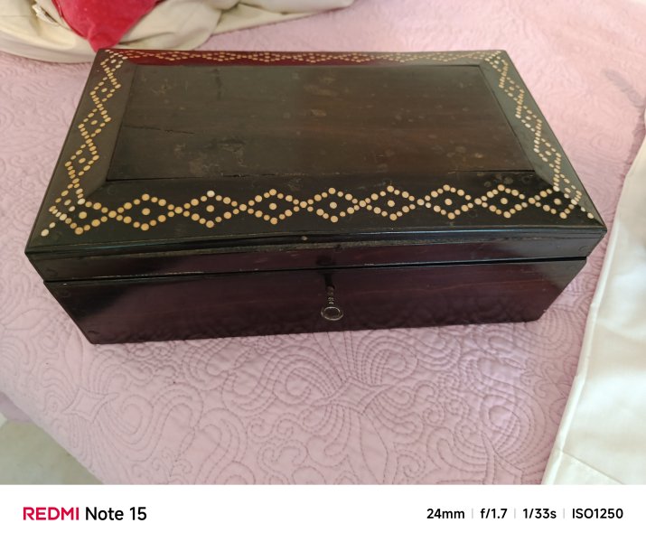 Antique ebony jewelry box