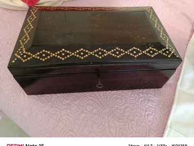 Antique ebony jewelry box
