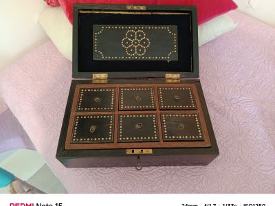 Antique ebony jewelry box